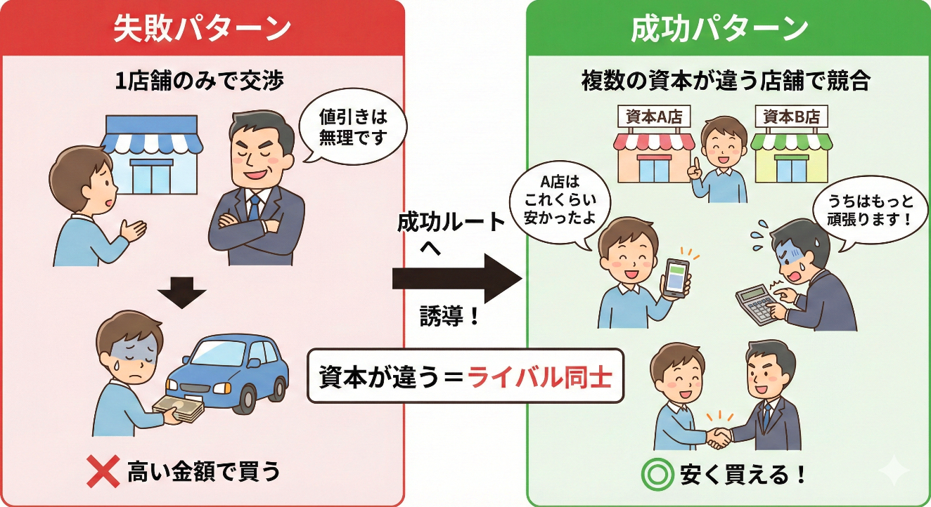 新型フリードの値引き交渉で失敗しないための競合の仕組みと成功ルートの図解