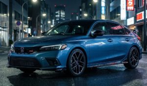 シビックRSの人気ボディカラー「シーベッドブルー・パール」の外観